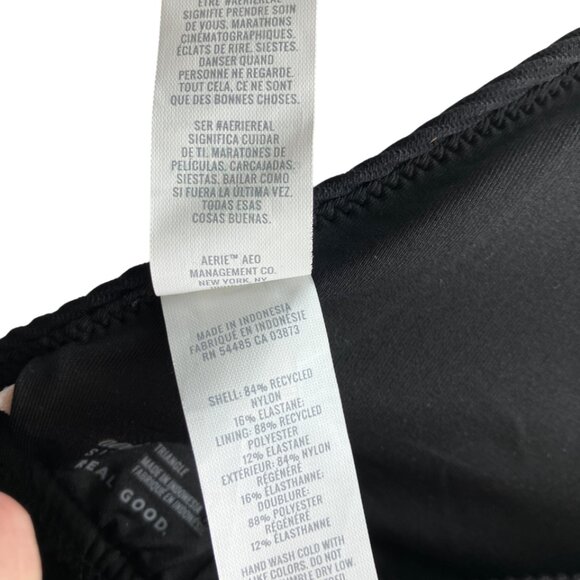 Aerie Ribbed Tie back longline triangle bikini top size S Small in black NWT - Picture 6 of 8